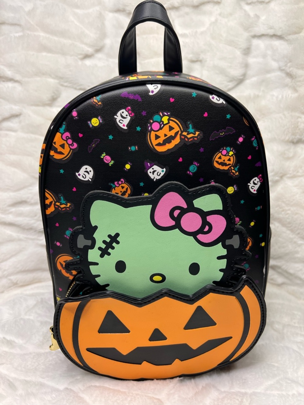 Hello Kitty Black Halloween Backpack with pumpkins & ghosties